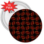 Fantasy Skeleton Dragon Hand Drawn Motif Seamless Pattern Bk 3  Buttons (10 pack) 