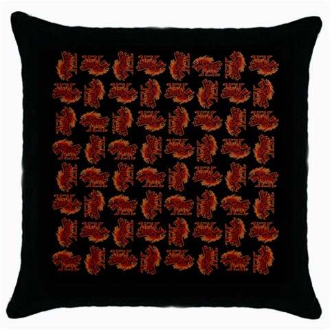 Fantasy Skeleton Dragon Hand Drawn Motif Seamless Pattern Bk Throw Pillow Case (Black) from ArtsNow.com Front