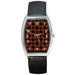 Fantasy Skeleton Dragon Hand Drawn Motif Seamless Pattern Bk Barrel Style Metal Watch