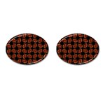 Fantasy Skeleton Dragon Hand Drawn Motif Seamless Pattern Bk Cufflinks (Oval)