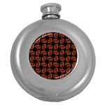 Fantasy Skeleton Dragon Hand Drawn Motif Seamless Pattern Bk Round Hip Flask (5 oz)