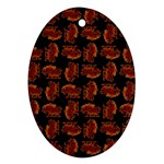 Fantasy Skeleton Dragon Hand Drawn Motif Seamless Pattern Bk Oval Ornament (Two Sides)