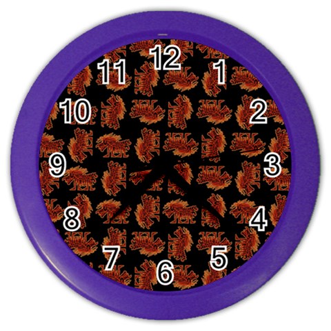 Fantasy Skeleton Dragon Hand Drawn Motif Seamless Pattern Bk Color Wall Clock from ArtsNow.com Front