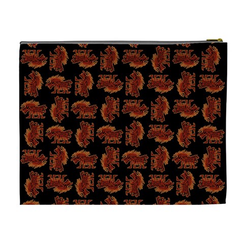 Fantasy Skeleton Dragon Hand Drawn Motif Seamless Pattern Bk Cosmetic Bag (XL) from ArtsNow.com Back