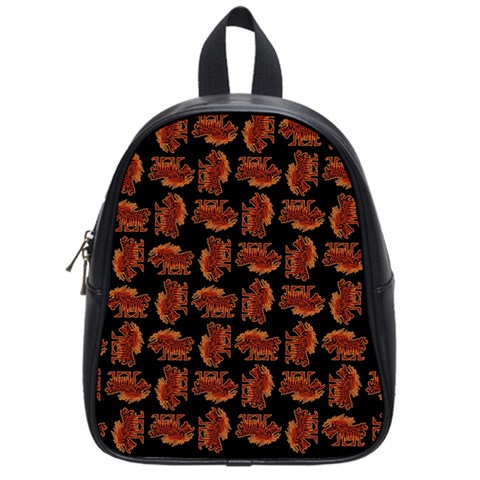 Fantasy Skeleton Dragon Hand Drawn Motif Seamless Pattern Bk School Bag (Small) from ArtsNow.com Front