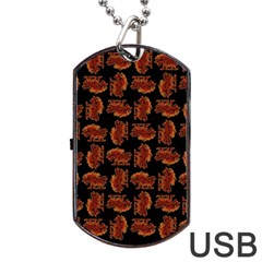 Fantasy Skeleton Dragon Hand Drawn Motif Seamless Pattern Bk Dog Tag USB Flash (Two Sides) from ArtsNow.com Front