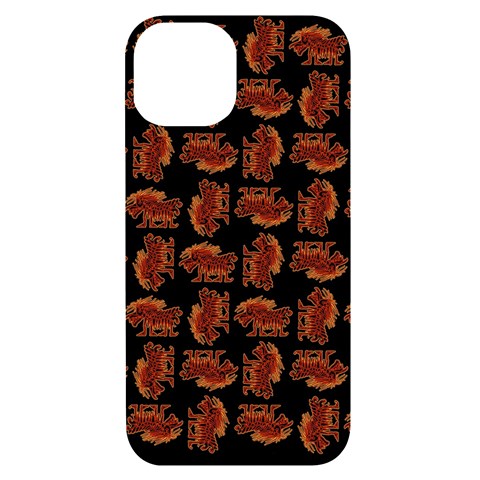 Fantasy Skeleton Dragon Hand Drawn Motif Seamless Pattern Bk iPhone 14 Black UV Print Case from ArtsNow.com Front