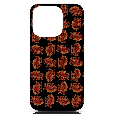 Fantasy Skeleton Dragon Hand Drawn Motif Seamless Pattern Bk iPhone 14 Pro Black UV Print Case from ArtsNow.com Front