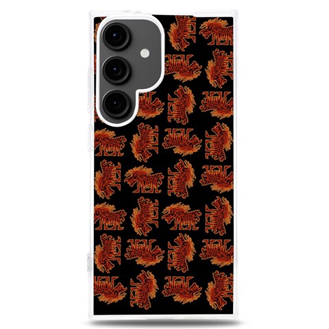 Fantasy Skeleton Dragon Hand Drawn Motif Seamless Pattern Bk Samsung Galaxy S24 Plus 6.7 Inch TPU UV Case from ArtsNow.com Front