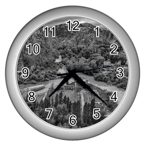 Florentino ameghino dam, chubut, argentina Wall Clock (Silver) from ArtsNow.com Front