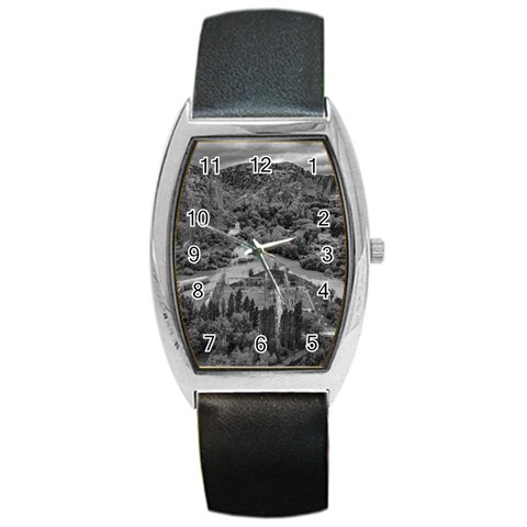 Florentino ameghino dam, chubut, argentina Barrel Style Metal Watch from ArtsNow.com Front