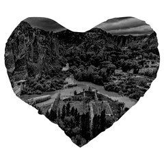 Florentino ameghino dam, chubut, argentina Large 19  Premium Flano Heart Shape Cushions from ArtsNow.com Back