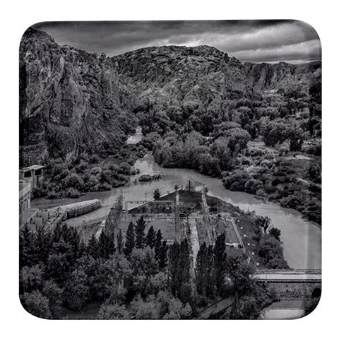 Florentino ameghino dam, chubut, argentina Square Glass Fridge Magnet (4 pack) from ArtsNow.com Front