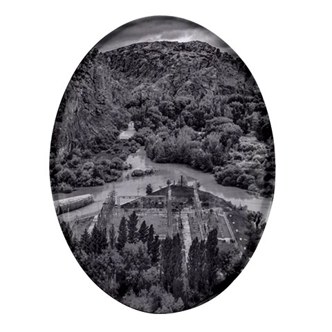 Florentino ameghino dam, chubut, argentina Oval Glass Fridge Magnet (4 pack) from ArtsNow.com Front