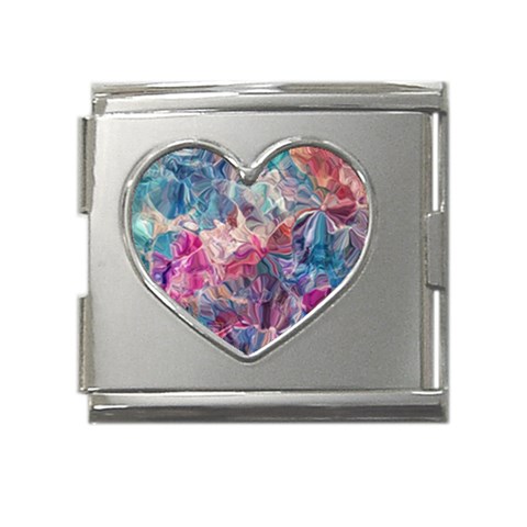 Blue Blend Mega Link Heart Italian Charm (18mm) from ArtsNow.com Front