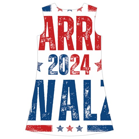 Kamala Harris 2024 Walz Kids  Short Sleeve Velvet Dress from ArtsNow.com Back