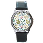 Leaf pattern  Round Metal Watch