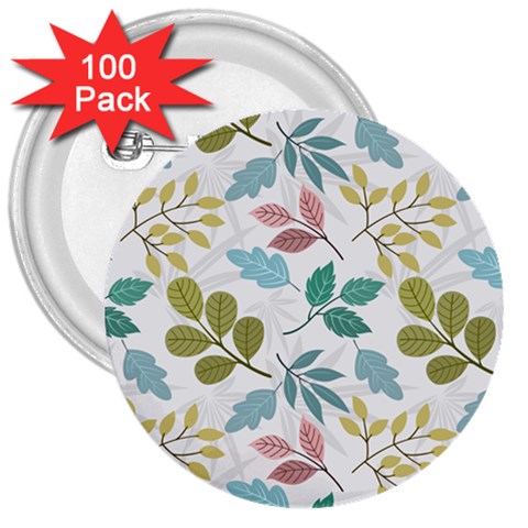 Leaf pattern  3  Buttons (100 pack)  from ArtsNow.com Front