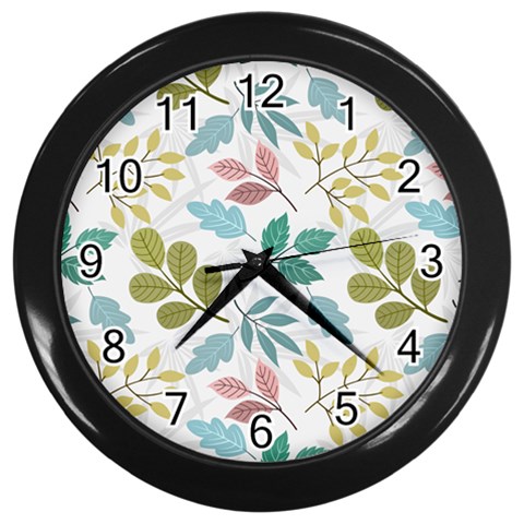 Leaf pattern  Wall Clock (Black) from ArtsNow.com Front