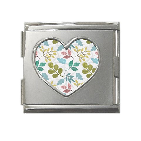 Leaf pattern  Mega Link Heart Italian Charm (18mm) from ArtsNow.com Front