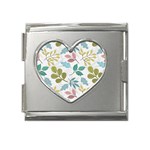 Leaf pattern  Mega Link Heart Italian Charm (18mm)