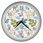 Leaf pattern  Wall Clock (Silver)