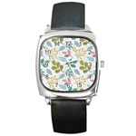 Leaf pattern  Square Metal Watch