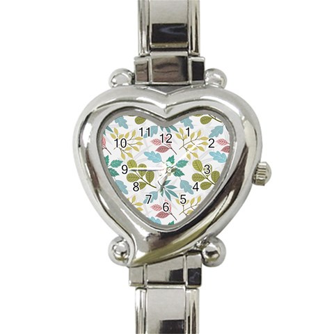 Leaf pattern  Heart Italian Charm Watch from ArtsNow.com Front