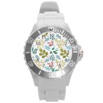 Leaf pattern  Round Plastic Sport Watch (L)