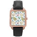 Leaf pattern  Rose Gold Leather Watch 