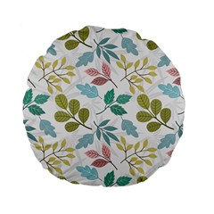 Leaf pattern  Standard 15  Premium Flano Round Cushions from ArtsNow.com Front