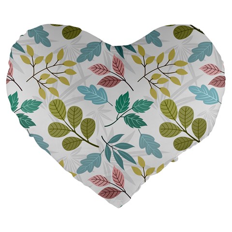 Leaf pattern  Large 19  Premium Flano Heart Shape Cushions from ArtsNow.com Front