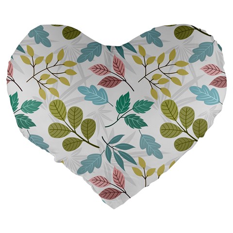 Leaf pattern  Large 19  Premium Flano Heart Shape Cushions from ArtsNow.com Back