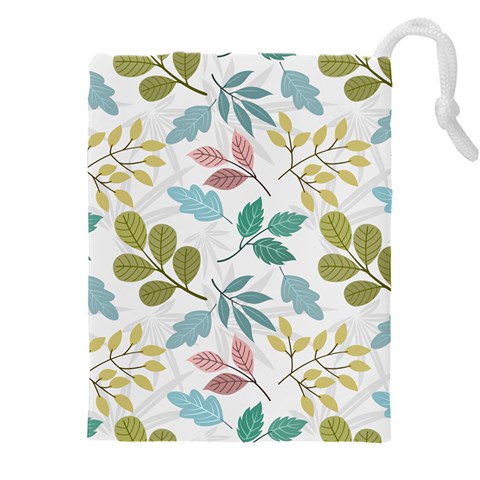 Leaf pattern  Drawstring Pouch (4XL) from ArtsNow.com Front