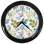 Leaf seamless pattern  Wall Clock (Black)