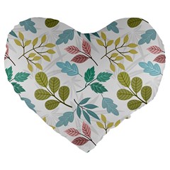 Leaf seamless pattern  Large 19  Premium Heart Shape Cushions from ArtsNow.com Front