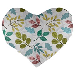 Leaf seamless pattern  Large 19  Premium Heart Shape Cushions from ArtsNow.com Back