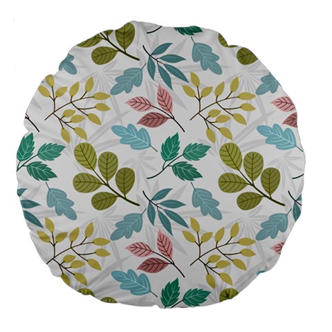 Leaf seamless pattern  Large 18  Premium Flano Round Cushions from ArtsNow.com Back