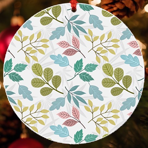 Leaf seamless pattern  UV Print Acrylic Ornament Round from ArtsNow.com Front