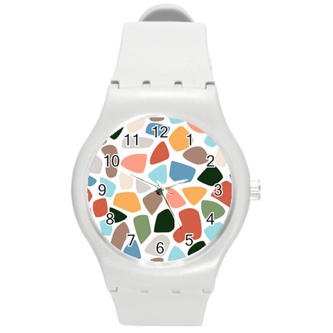 Shapes Seamless Pattern Round Plastic Sport Watch (M) from ArtsNow.com Front