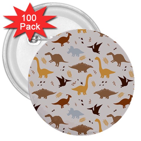 Seamless Dino Pattern 3  Buttons (100 pack)  from ArtsNow.com Front