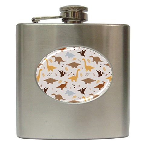 Seamless Dino Pattern Hip Flask (6 oz) from ArtsNow.com Front