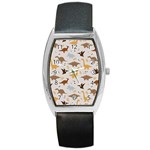 Seamless Dino Pattern Barrel Style Metal Watch