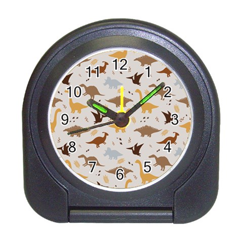 Seamless Dino Pattern Travel Alarm Clock from ArtsNow.com Front