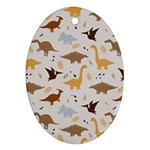 Seamless Dino Pattern Oval Ornament (Two Sides)