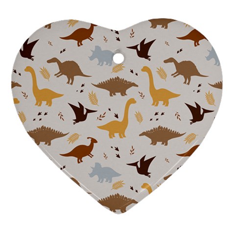 Seamless Dino Pattern Heart Ornament (Two Sides) from ArtsNow.com Front