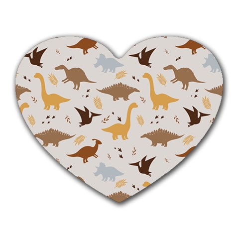 Seamless Dino Pattern Heart Mousepad from ArtsNow.com Front