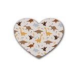 Seamless Dino Pattern Rubber Heart Coaster (4 pack)