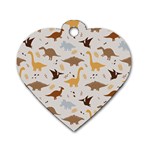 Seamless Dino Pattern Dog Tag Heart (One Side)