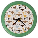 Seamless Dino Pattern Color Wall Clock